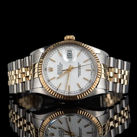 rolex 1601 oyster perpetual datejust -gold fluted bezel|Rolex Datejust 16013 diamond bezel.